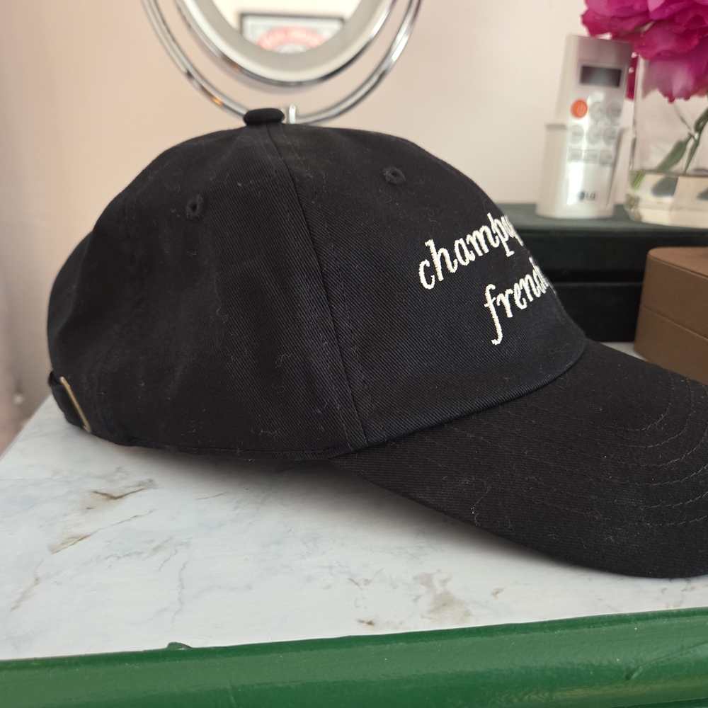 Black Baseball Cap with Embroidered Text - Picture 2 of 2